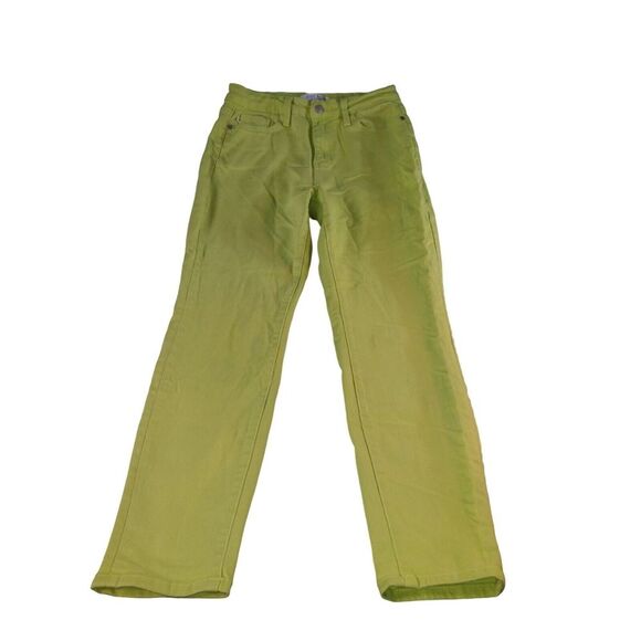Judy Blue Los Angeles Jeans Women Sz 5/27 Slim Fit Lime Green Straight Leg Boho - Picture 1 of 7